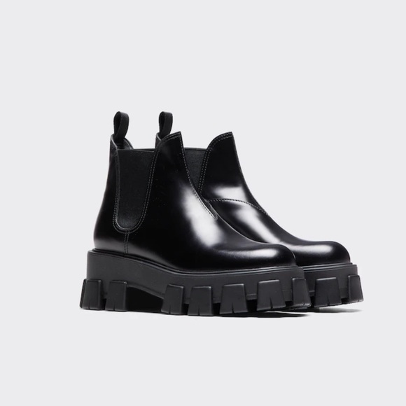 Prada Monolith Brushed Leather Chelsea Boots - Picture 2 of 5